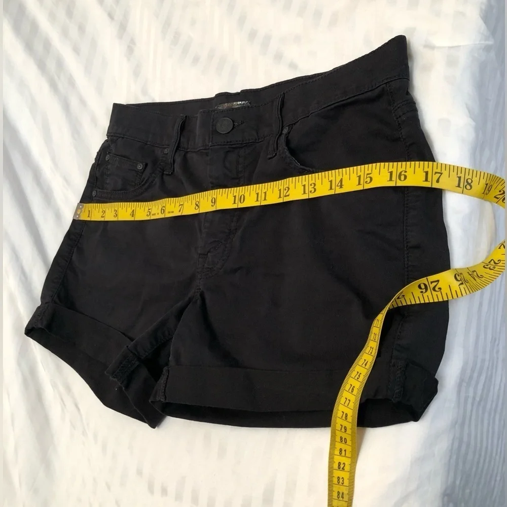 MOTHER Black Cuffed Denim Shorts